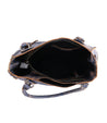 The inside of a Rockababy cobalt lux leather handbag.