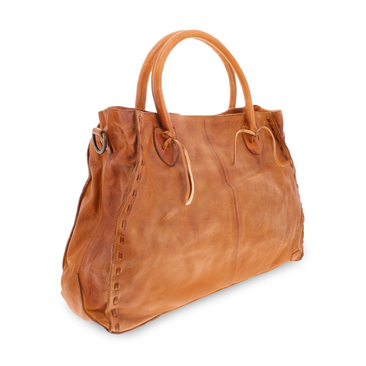 The Rockaway by Bed Stu is a fan favorite and it’s no wonder why—this best-selling large brown leather handbag features two round handles, stitched detailing along the sides, and a zip-pocket divider.