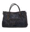 A black leather Rockaway tote bag with a zipper by Bed Stu.