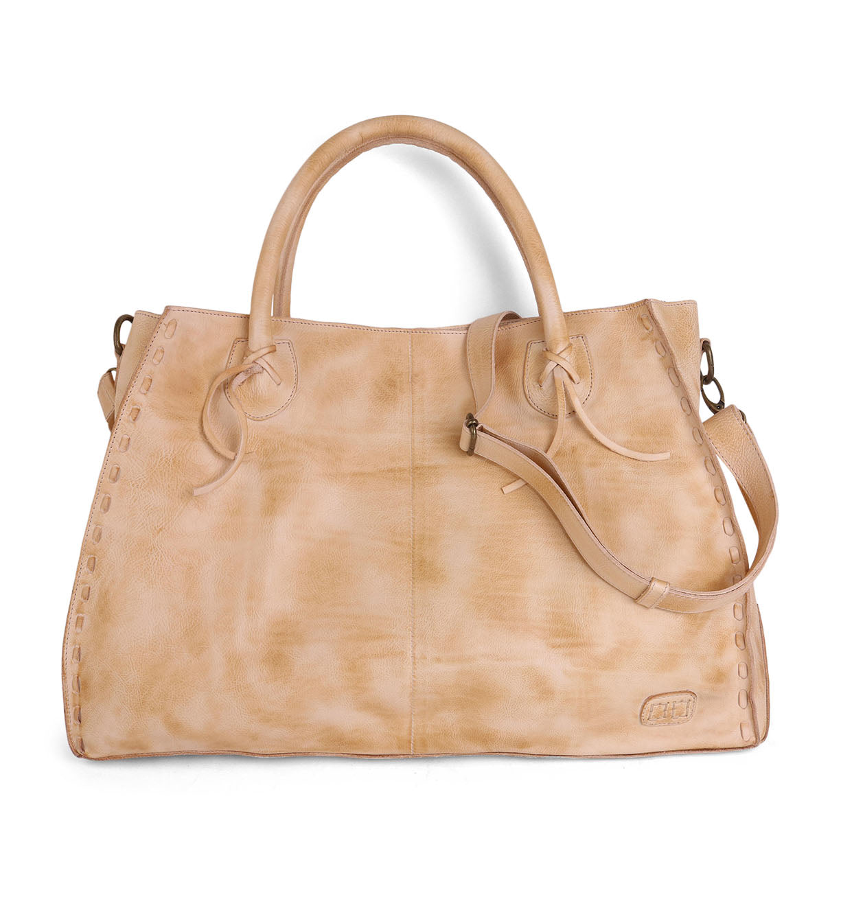 The Bed Stu ROCKAWAY tote bag in tan leather is a best-selling accessory.
