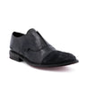 A men's Rose black leather shoe with a black sole by Bed Stu.
