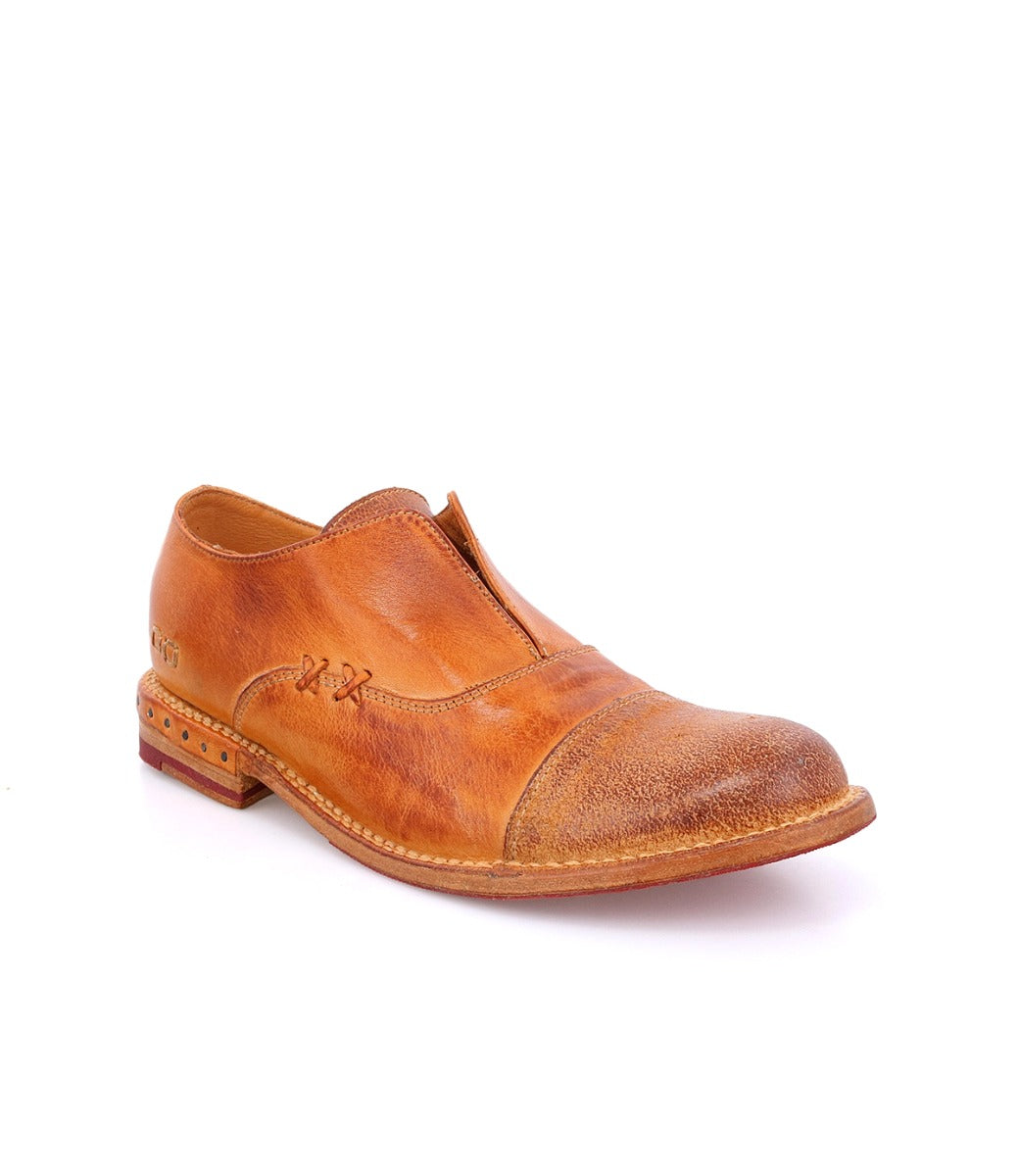 A men's tan leather Rose shoe by Bed Stu on a white background.