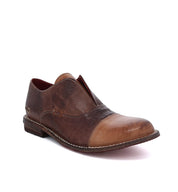Men's brown leather slip on Bed Stu Rose shoes.