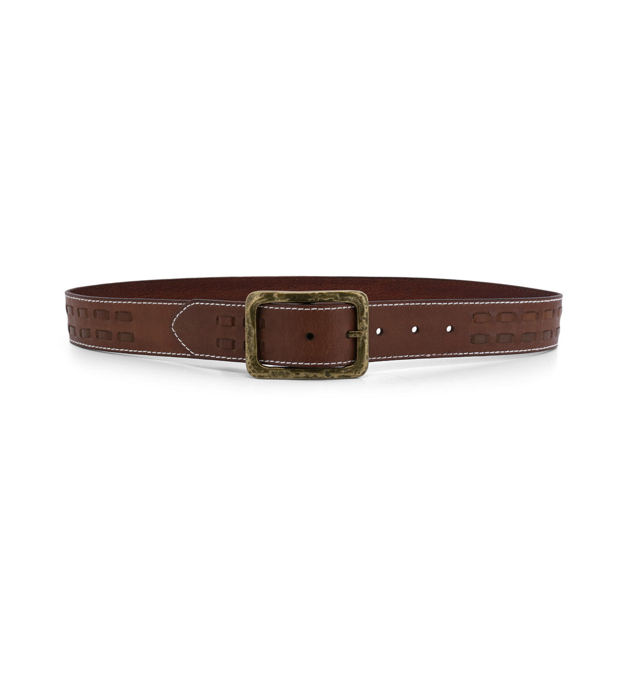 A Ross brown leather belt with a metal buckle from Bed Stu.