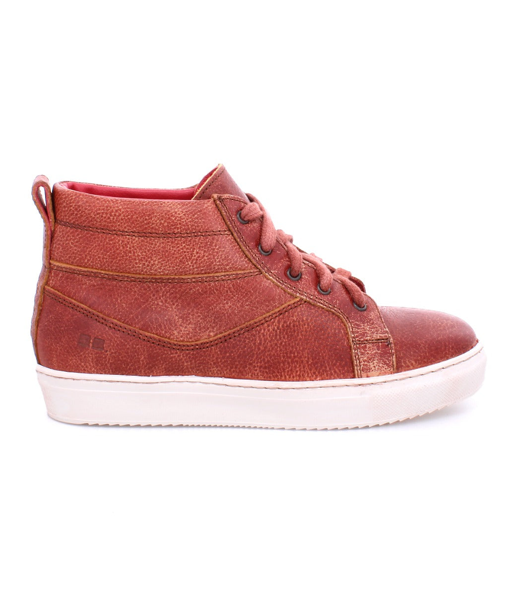 A men's Rossela brown leather high top sneaker by Bed Stu.