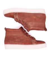 A pair of Bed Stu Rossela men's brown leather high top sneakers.