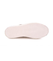 A Rossela shoe with white soles on a white background, by the brand Bed Stu.