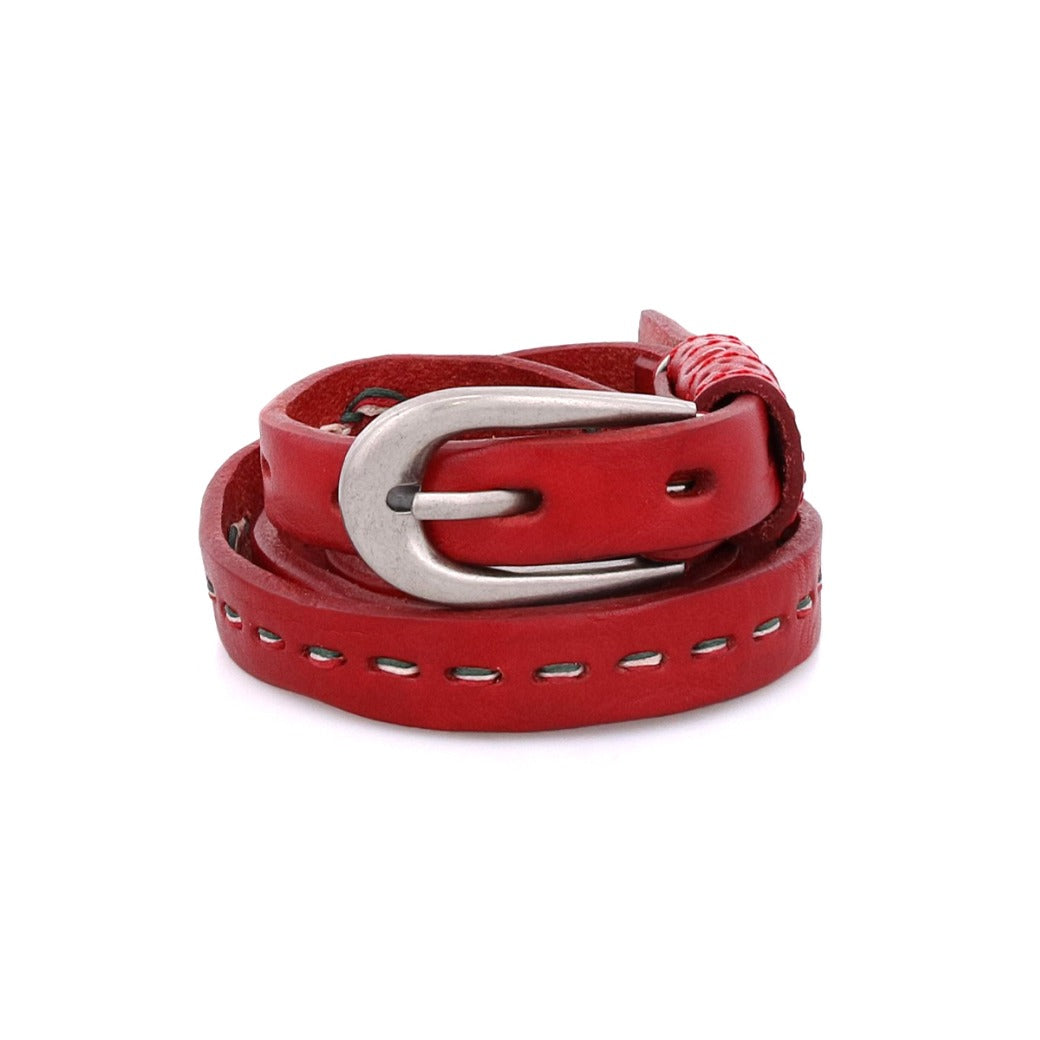 A Ruby leather belt with a metal buckle by Bed Stu.