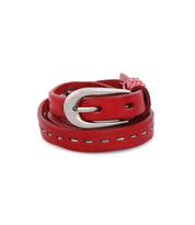 A Ruby leather belt with a metal buckle by Bed Stu.