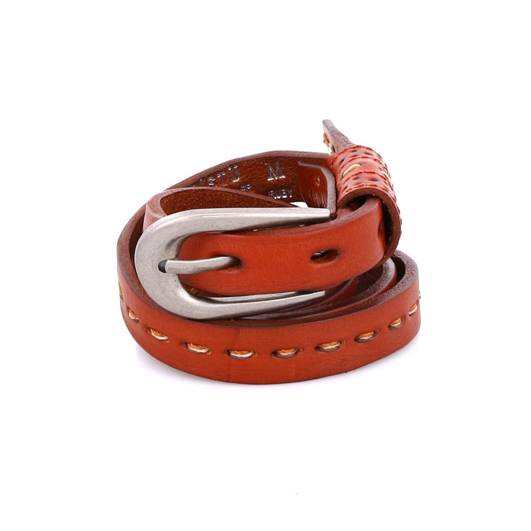 A Ruby leather belt with a metal buckle by Bed Stu.