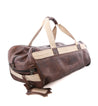 A Ruslan leather duffel bag by Bed Stu with two handles.