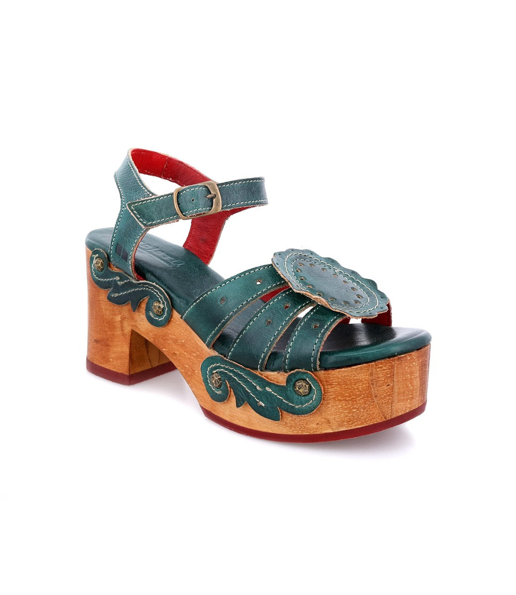 A women's Sabine sandal from Bed Stu with a wooden platform.