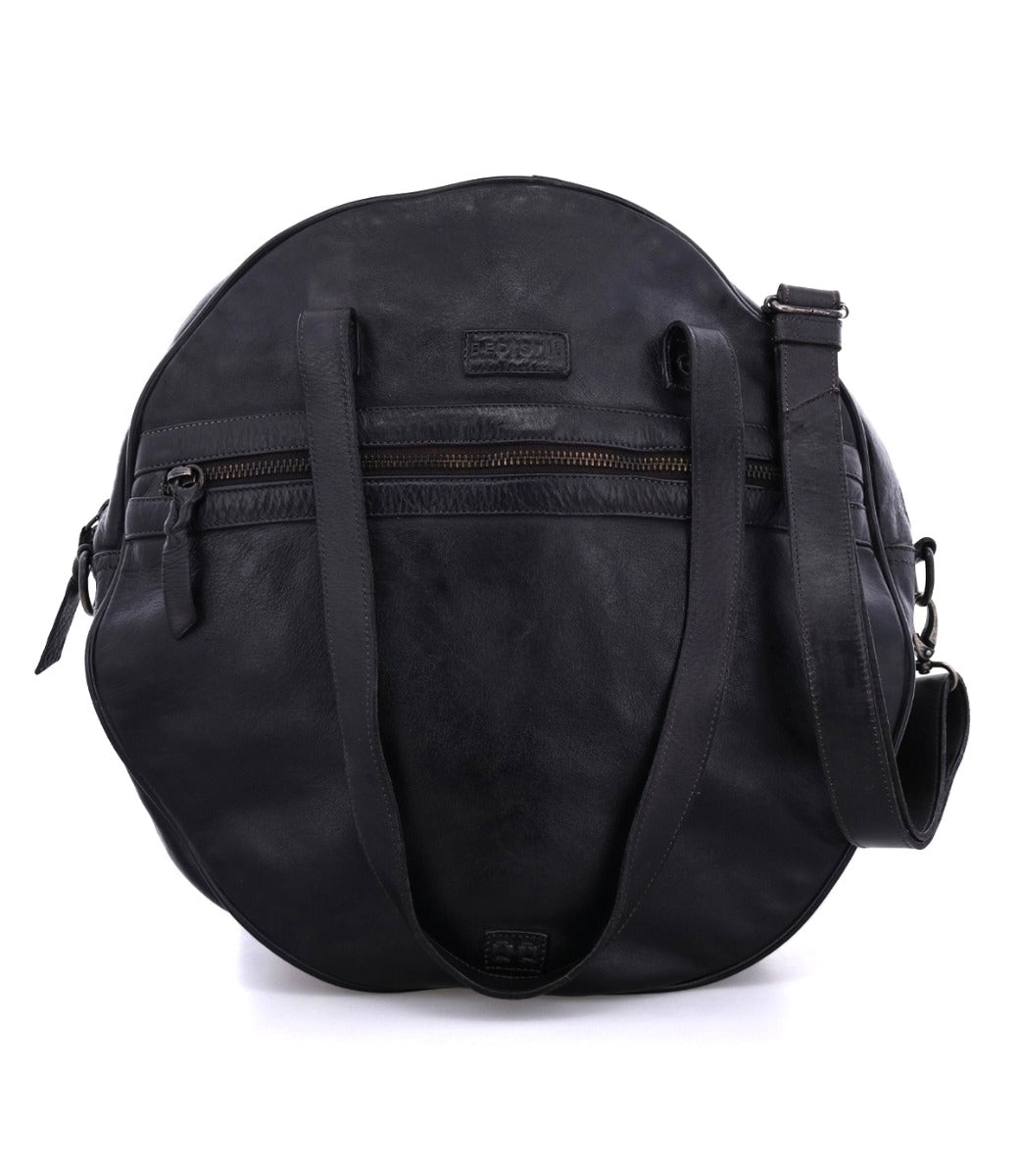 A black leather Saray bag with a shoulder strap by Bed Stu.
