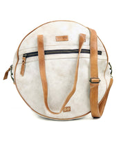 A white and tan Saray bag by Bed Stu with straps.