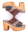 A pair of Shantel wooden sandals with straps and a wooden heel by Bed Stu.
