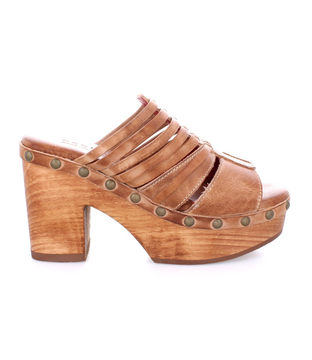 A women's sandal with a wooden heel and straps, the Shantel by Bed Stu.