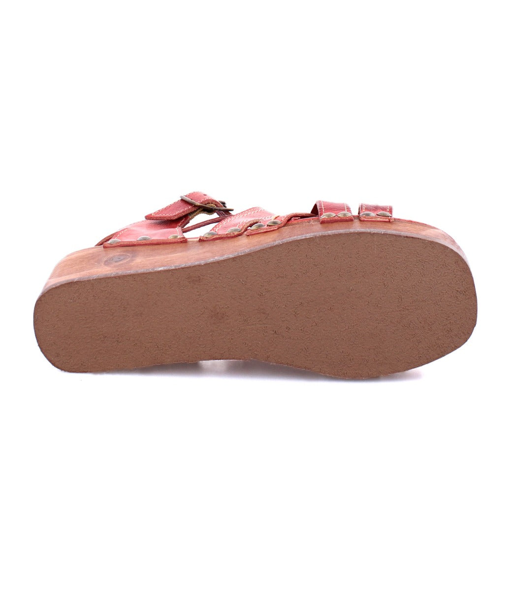 A pair of Bed Stu Shirley women's sandals with two straps on the sole.