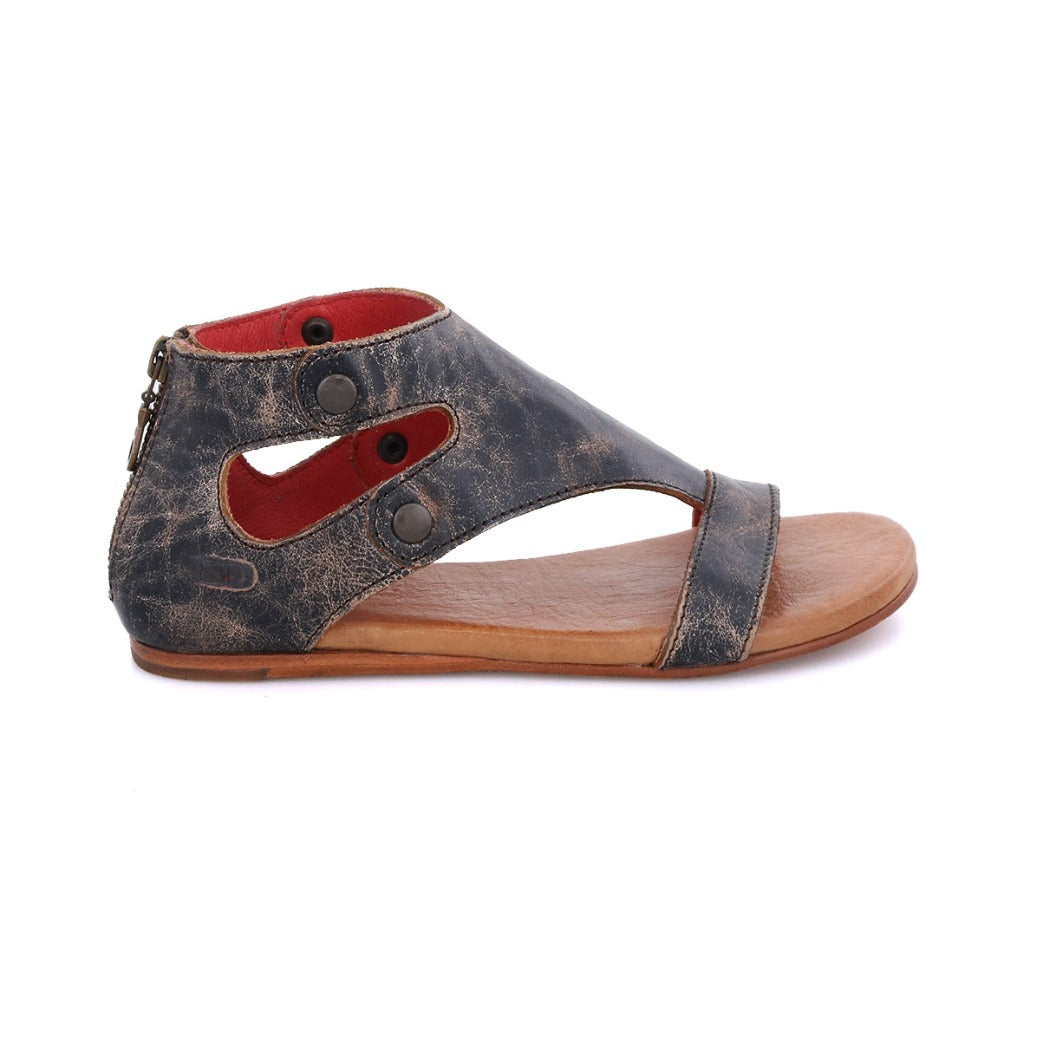 Bed Stu Soto women's black vegetable tanned leather strapped sandal.