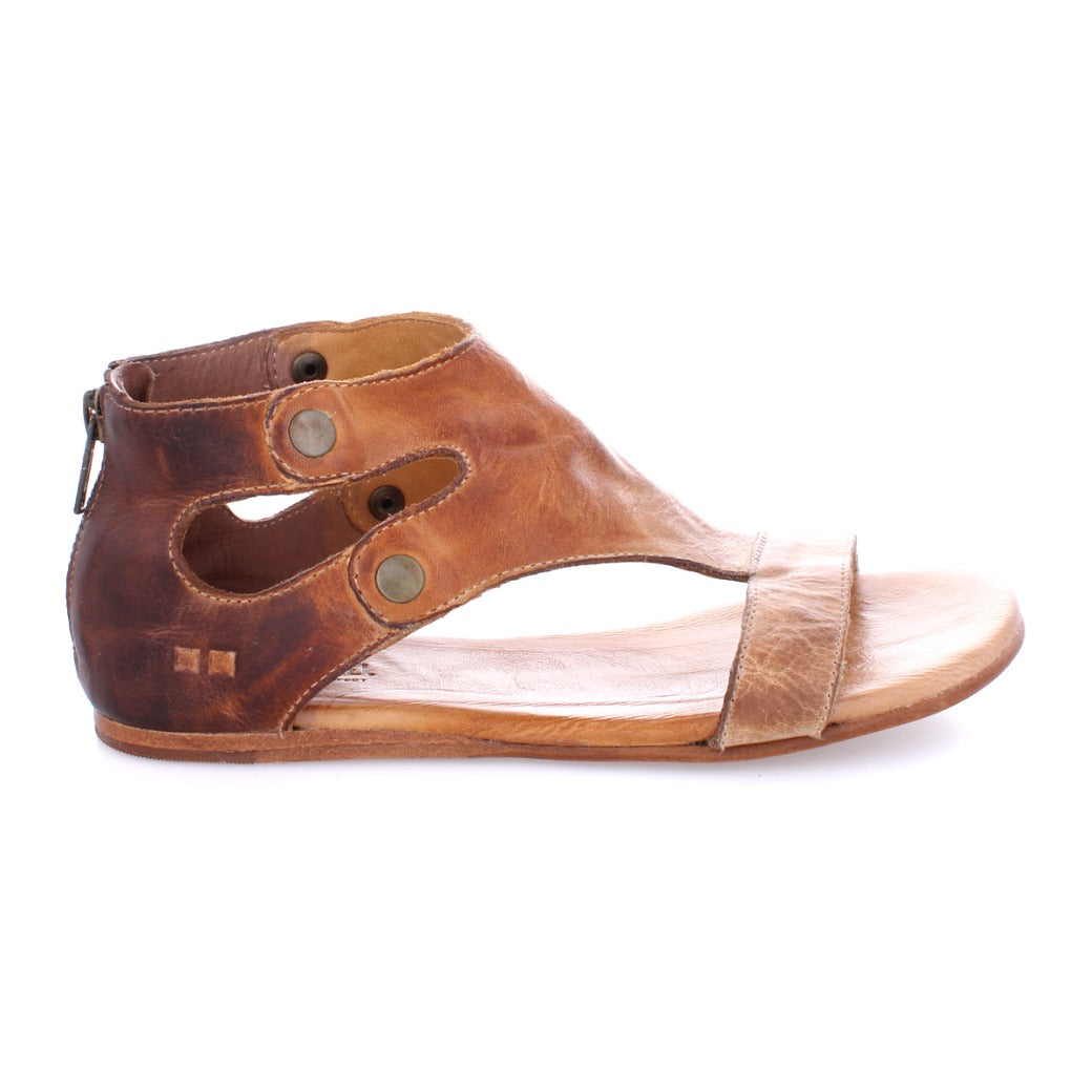 A women's brown leather sandal with two straps, the Soto by Bed Stu.