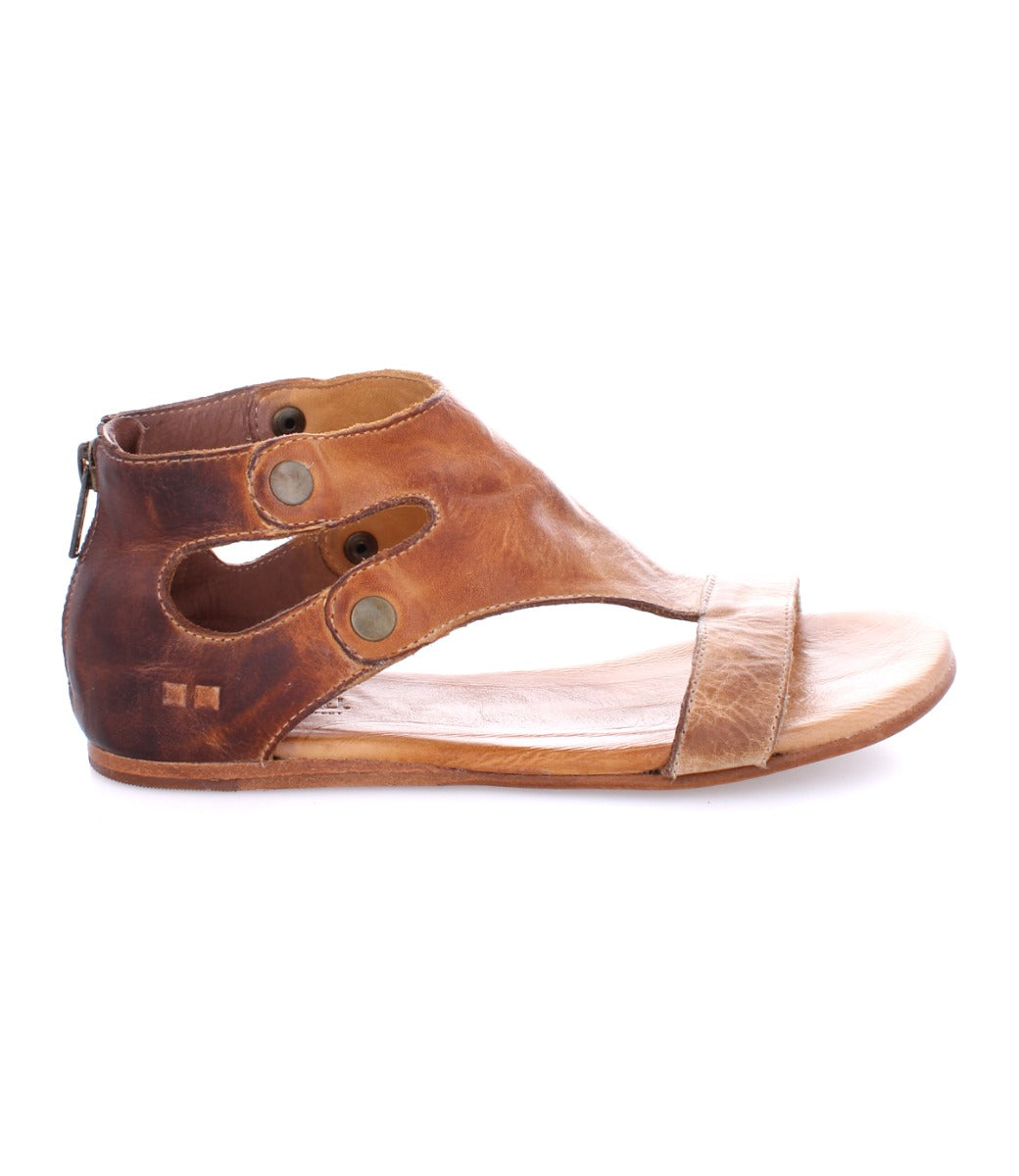 A women's brown leather sandal with two straps, the Soto by Bed Stu.