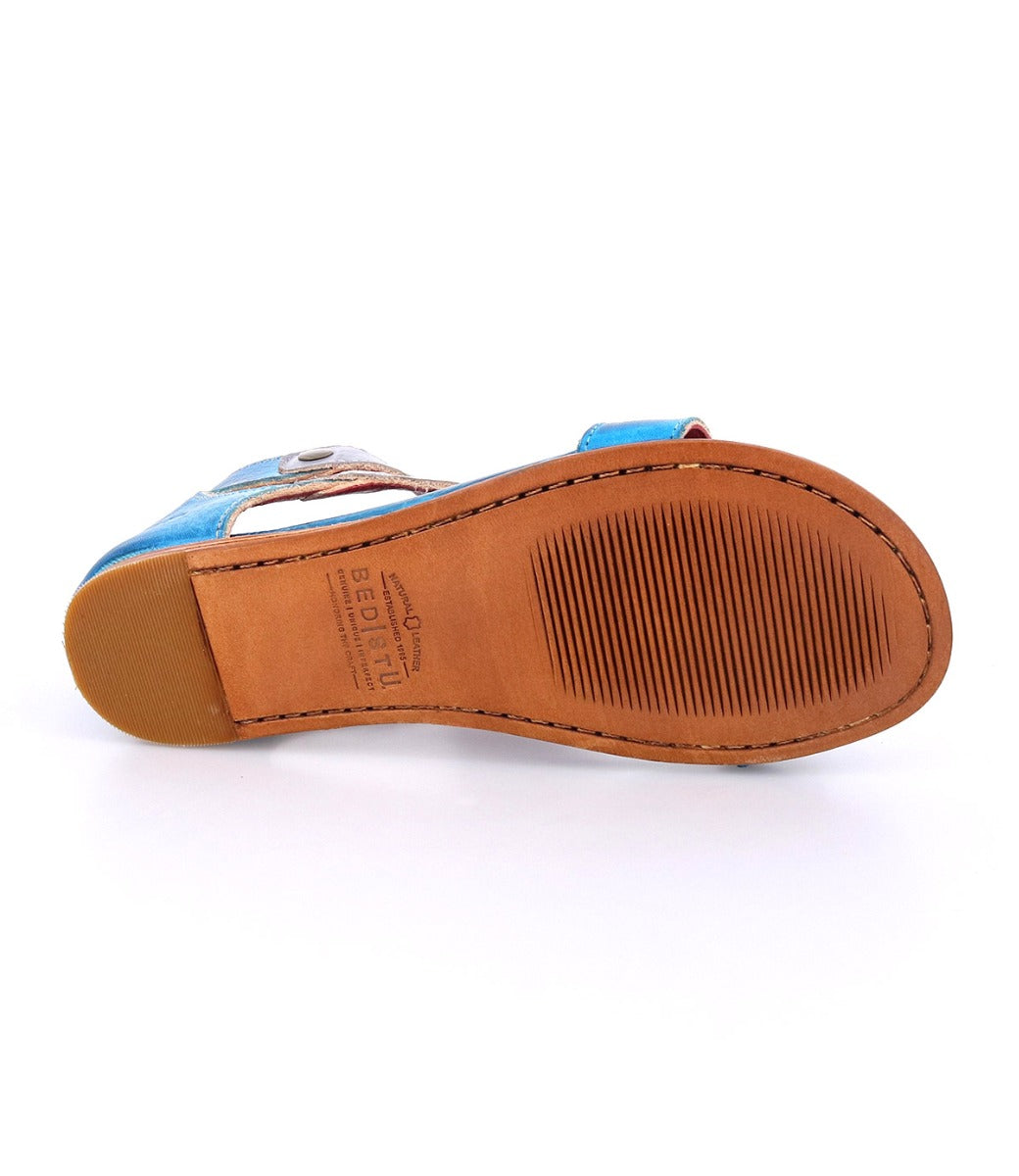 Sole of Bed Stu Soto in ocean blue alkaline rustic.