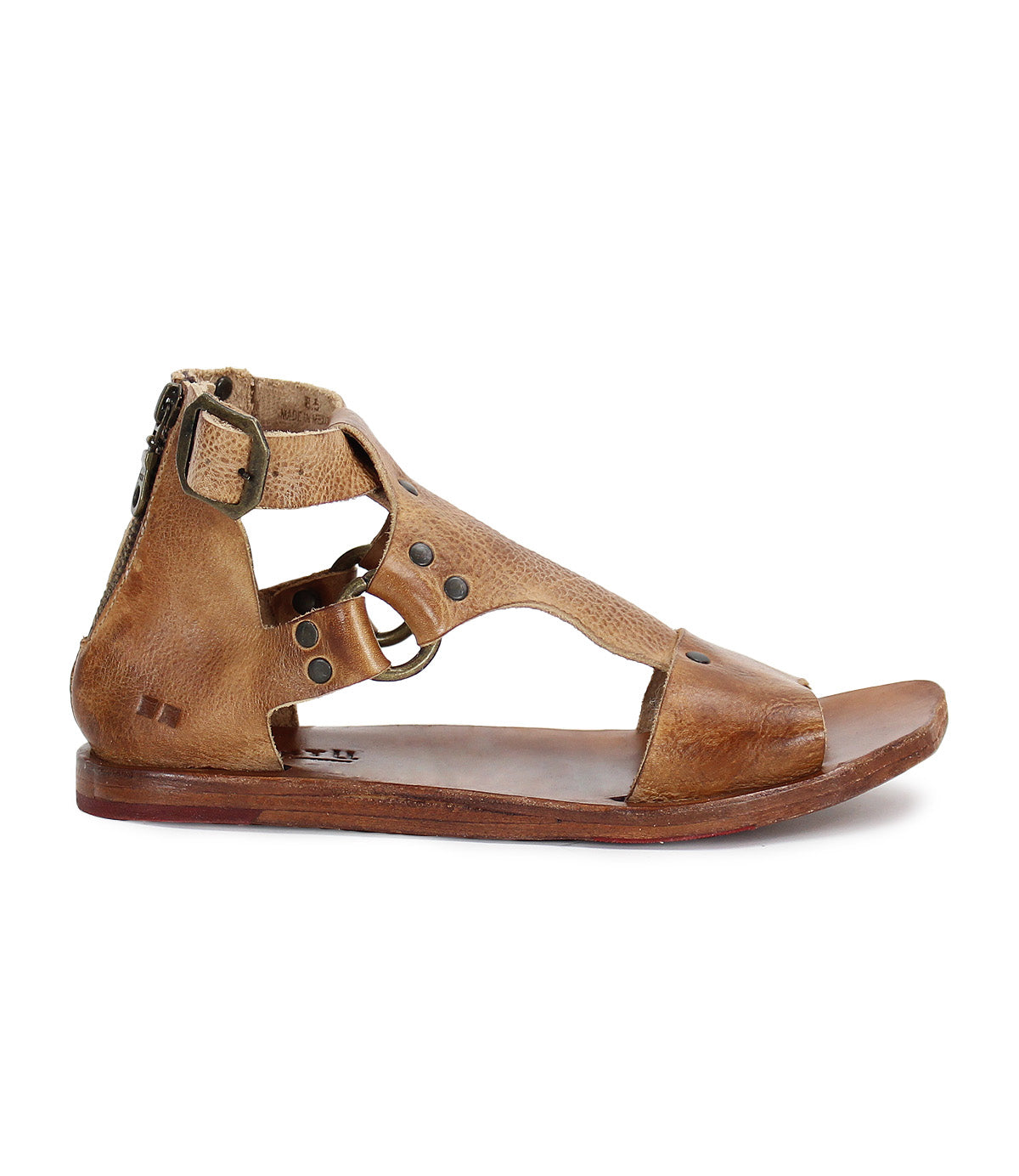 A pair of Bed Stu Voleta women's sandals in tan leather.