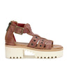 A women's brown Pacifica sandal with two straps and two buckles by Bed Stu.