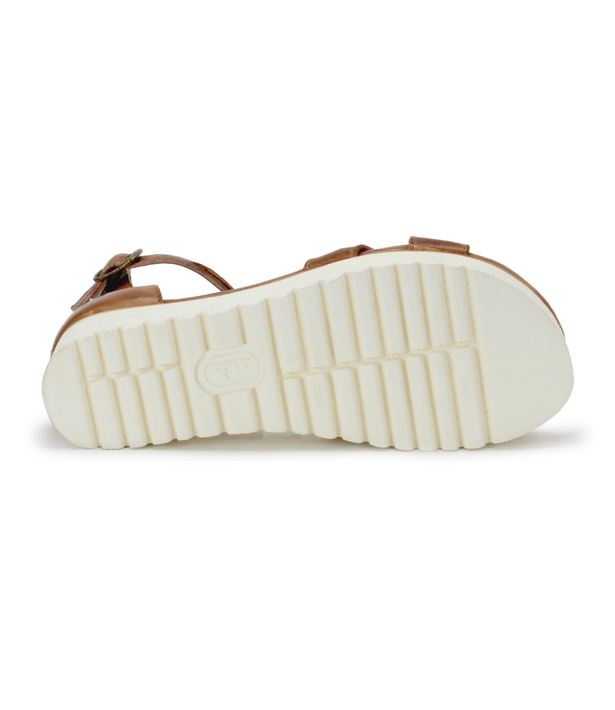 A pair of Bed Stu Carroll women's sandals in tan with white soles.