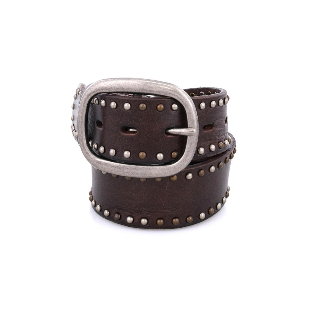 A Staple brown leather belt with studding and a silver buckle by Bed Stu.