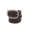 A Staple brown leather belt with studding and a silver buckle by Bed Stu.