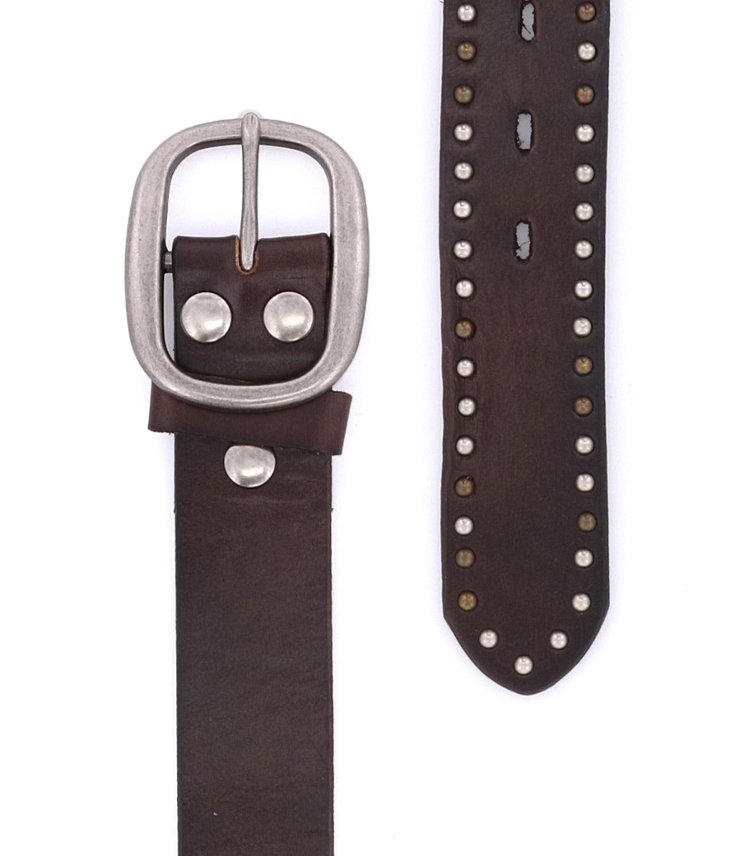 A Staple brown leather belt with studding and a silver buckle by Bed Stu.