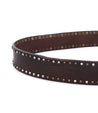 A Bed Stu brown leather belt with studding on it.