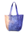 A vintage-chic sophistication blue and tan leather Stevie tote bag featuring old-world craftsmanship by Bed Stu.