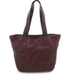 The vintage-chic sophistication of Bed Stu's Stevie burgundy leather tote bag.