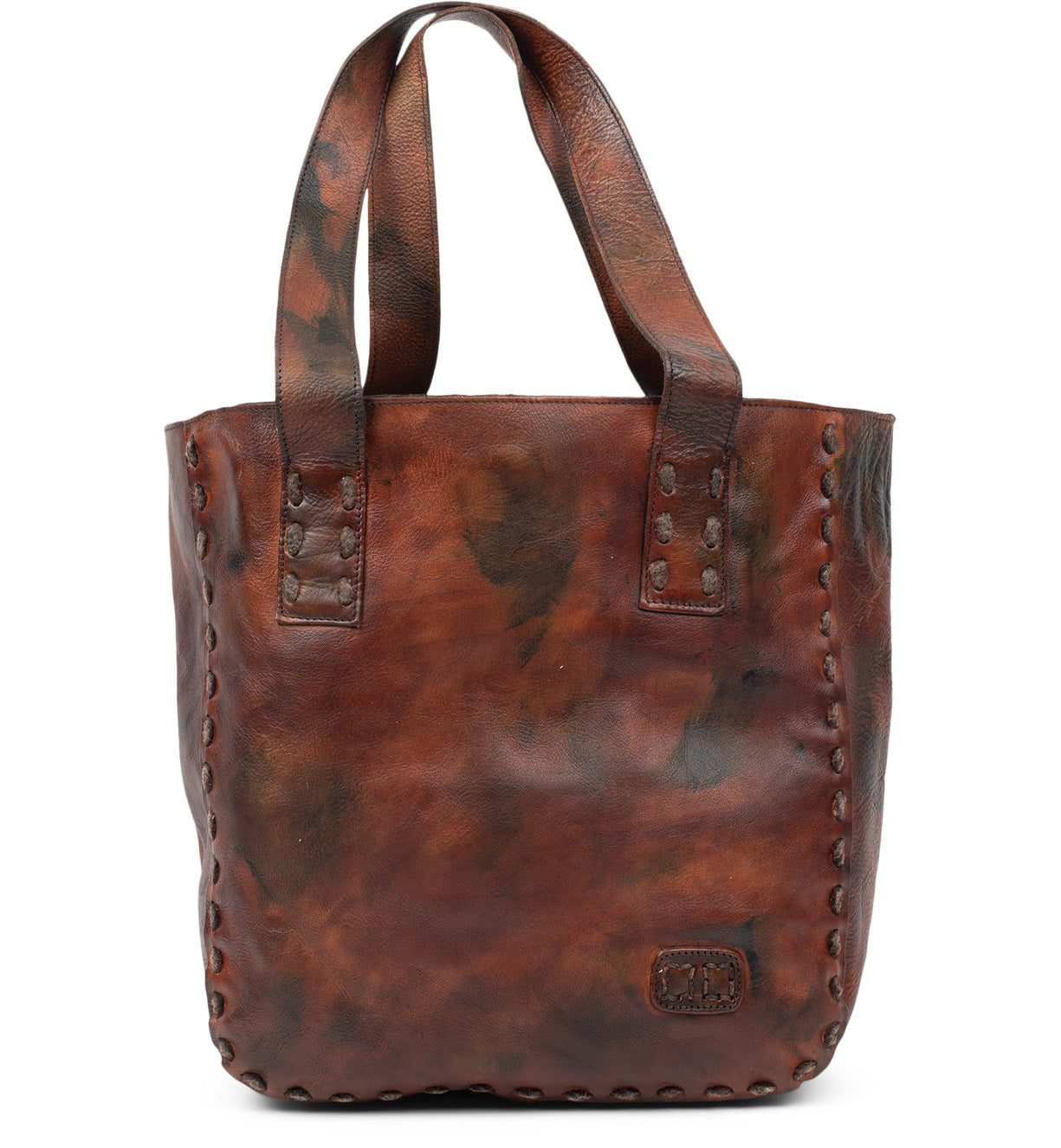 A brown leather Bed Stu Stevie tote bag.