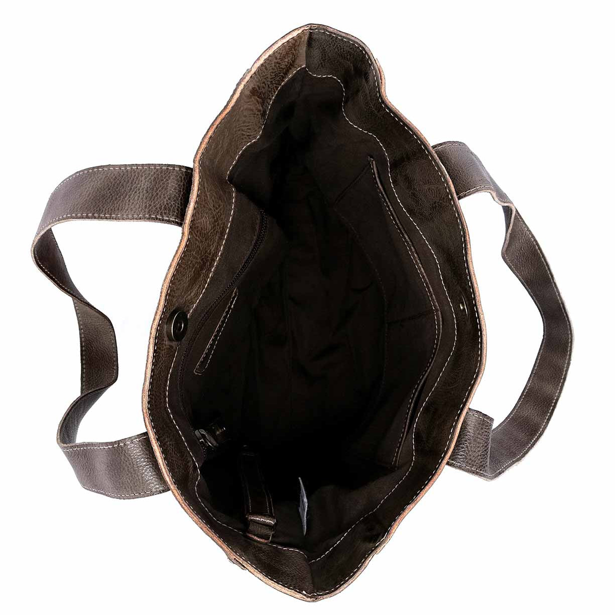 An image of a Stevie by Bed Stu brown leather bag with a handle.