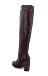 A women's Sumaya brown leather boot with a wooden heel by Bed Stu.