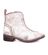 A women's Bed Stu Tabitha ankle boot with a red sole.