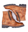 A pair of Tactic Trek brown leather boots with zippers by Bed Stu.