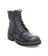 A men's black leather Tactic Trek boot with a zipper on the side by Bed Stu.
