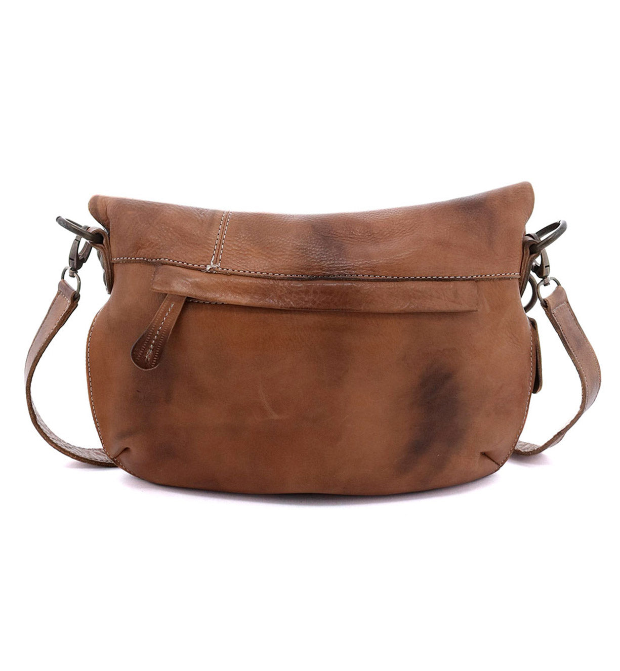 A brown leather Tahiti crossbody bag with a strap by Bed Stu.