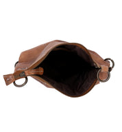 The inside of a Tahiti brown leather bag by Bed Stu.