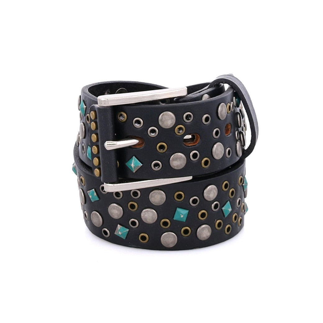 A Tammin belt with turquoise and silver studs. (Brand Name: Bed Stu)