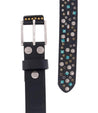 A Tammin II black leather belt with turquoise and silver studs by Bed Stu.