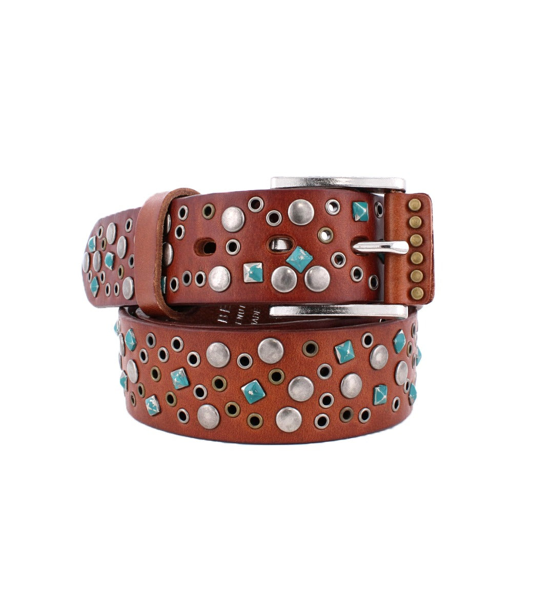 A Tammin II belt by Bed Stu with turquoise studded accents.