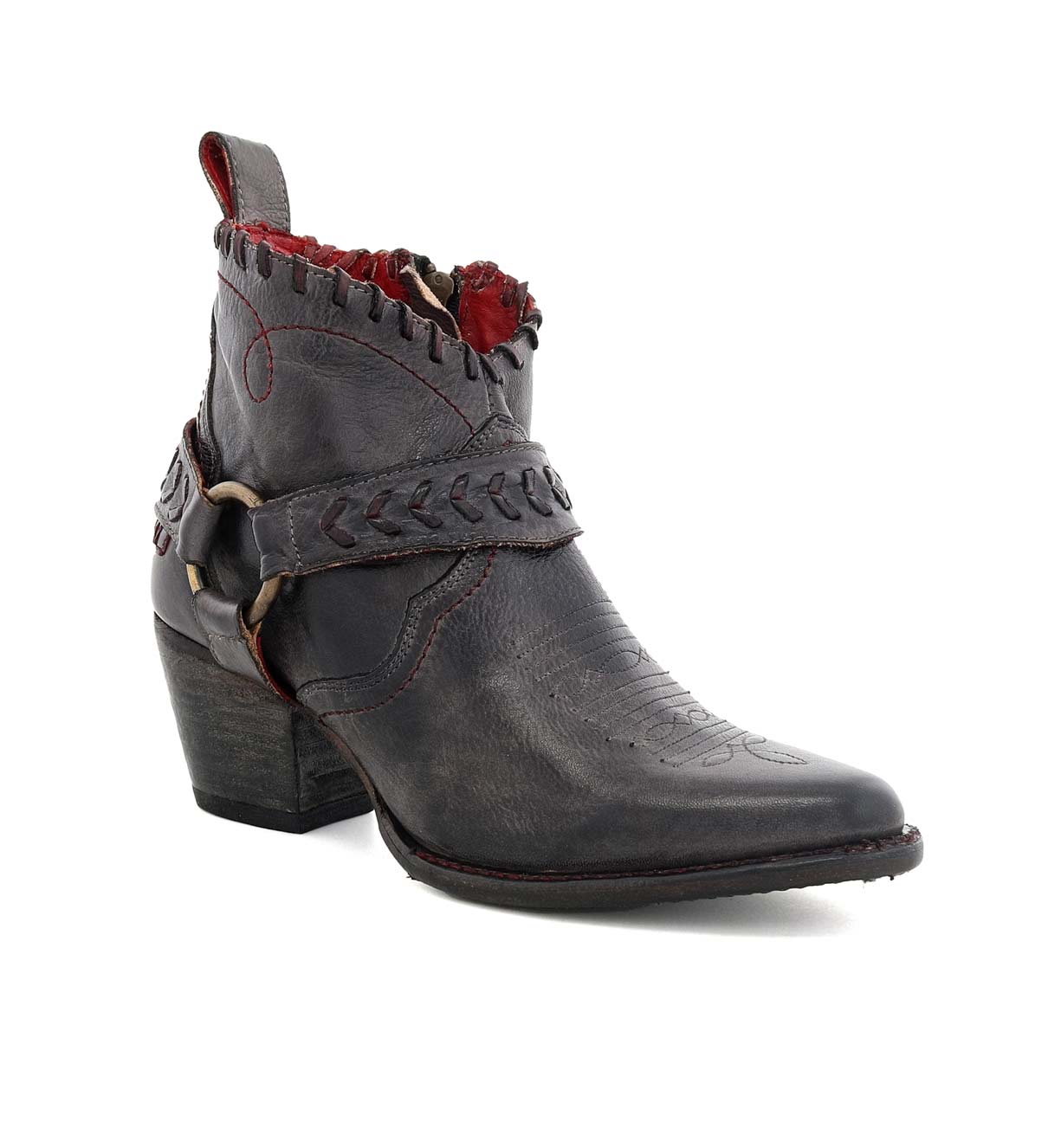 A women's Tania cowboy boot with a red strap by Bed Stu.