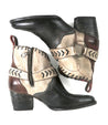 A pair of black and brown Tania cowboy boots with buckles by Bed Stu.