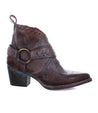 A women's brown ankle boot with a buckle, called "Tania" by Bed Stu.