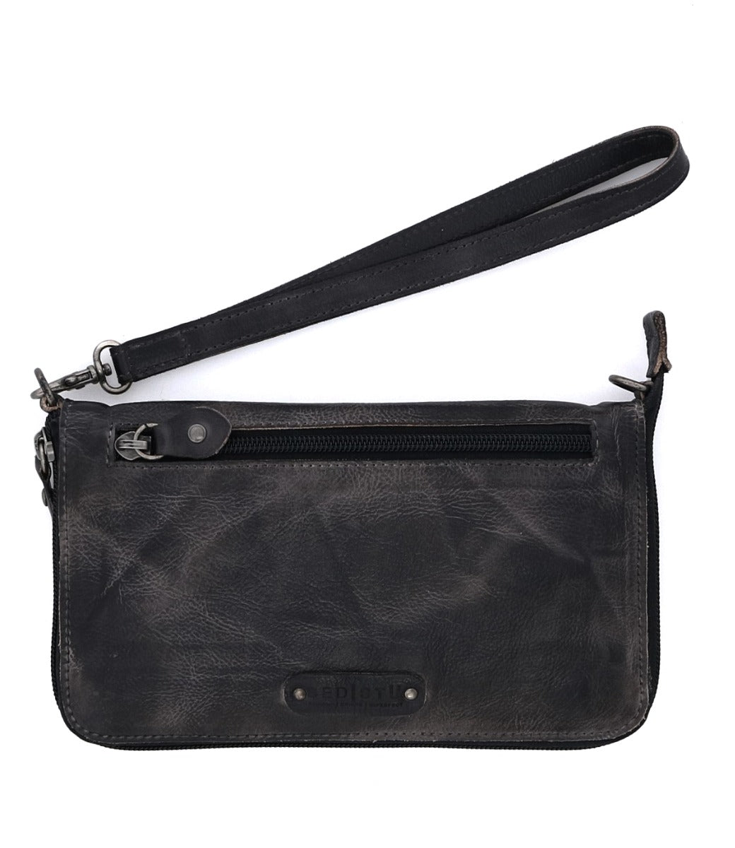 Bed Stu Templeton II black leather multi-functional clutch with zippered compartment.