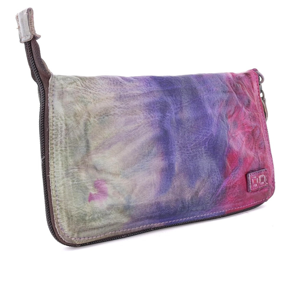 Bed Stu Templeton II pink and purple leather multi-functional leather clutch.